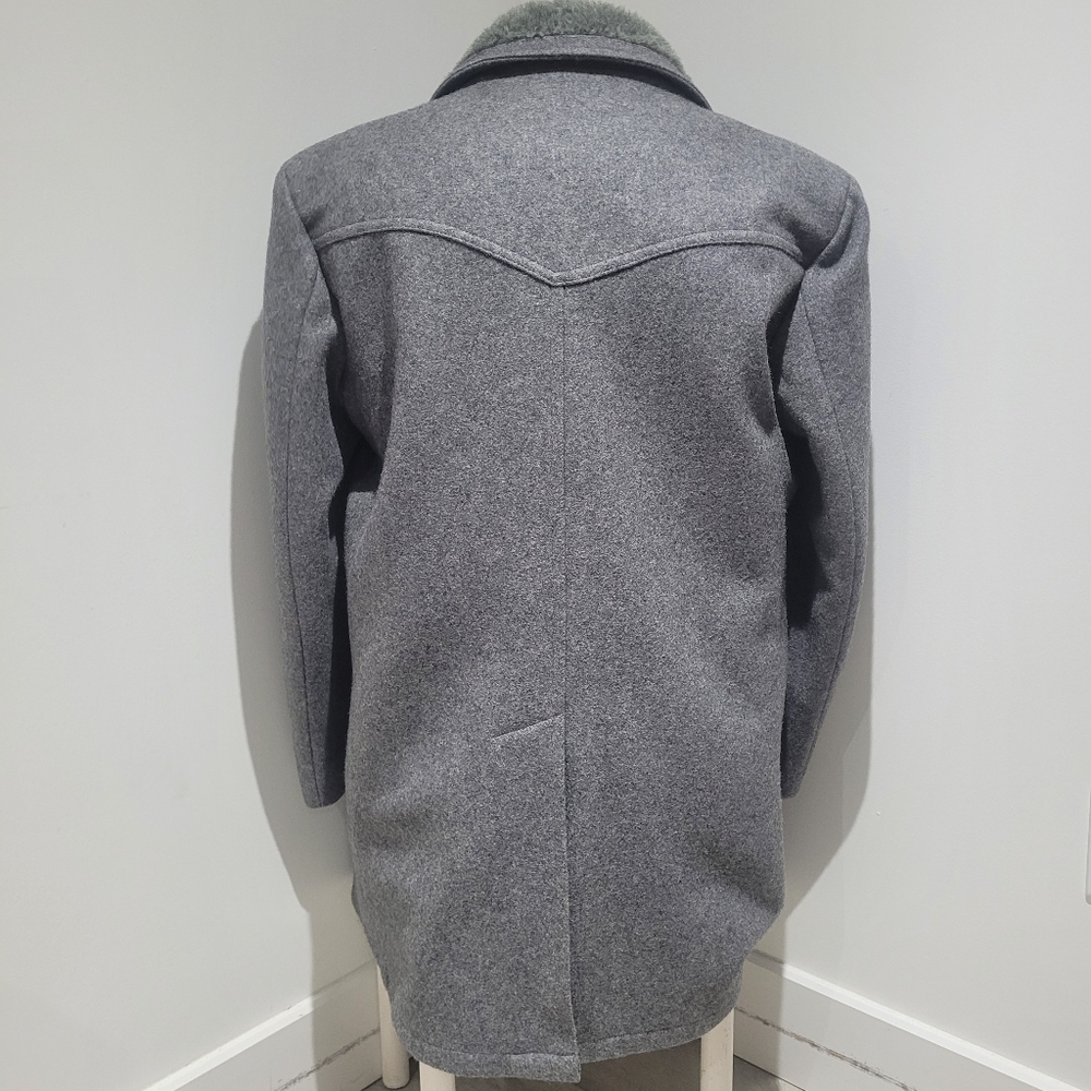 Wm H Leishman Men's Vintage Single Breasted Wool Winter Coat Size 44 Gray Lined - Picture 7 of 12